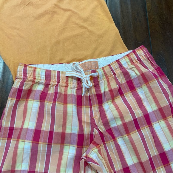 Xhilaration Pink & Orange Plaid PJ Pants & Tee Set Size Small/Medium - Picture 4 of 5